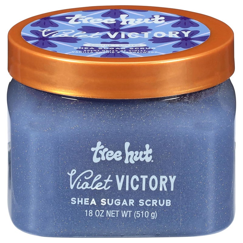 Treehut Violet Victory Shea Sugar Scrub, Exfoliating, Hydrating & Moisturizing Body Scrub with Shea Butter & Natural Oils, Smooth & Soften Skin, Polishing Exfoliant for Radiant Skin, 18 oz - Image 1